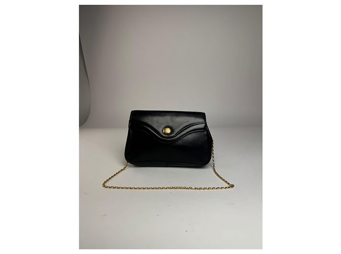 Schwarze Lederhandtasche mit Vintage Givenchy Kettenlogo - Ansicht 7