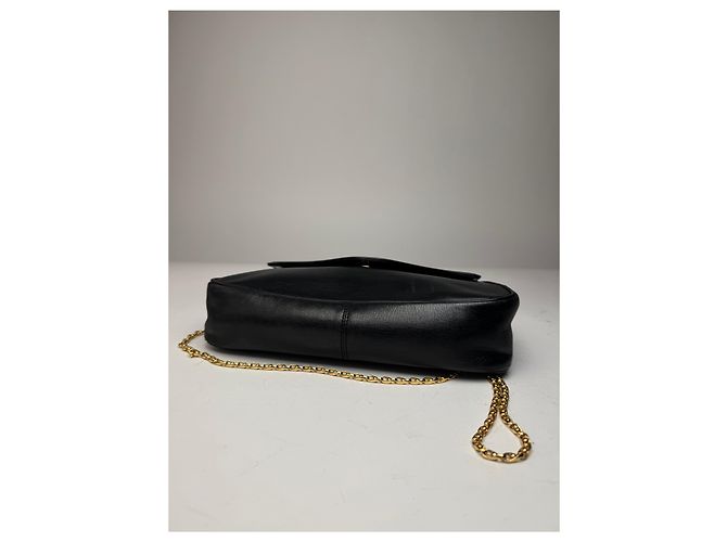 Schwarze Lederhandtasche mit Vintage Givenchy Kettenlogo - Ansicht 8