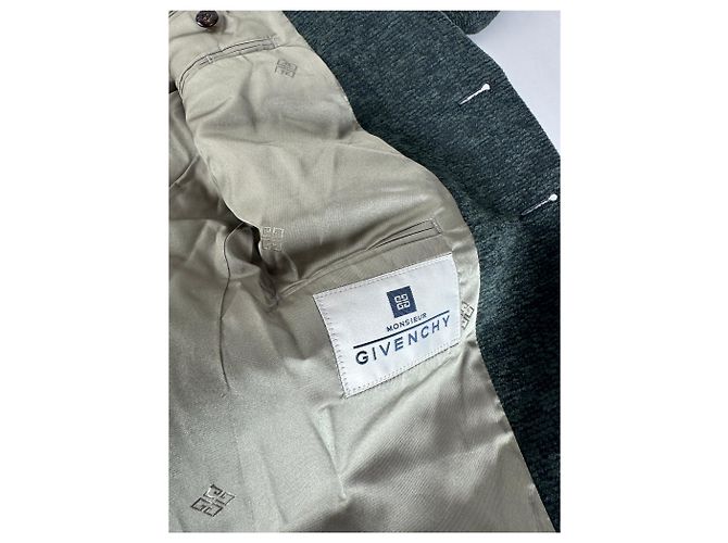 Vintage Givenchy Wollblazer für Herren M Grün Grau - Ansicht 10