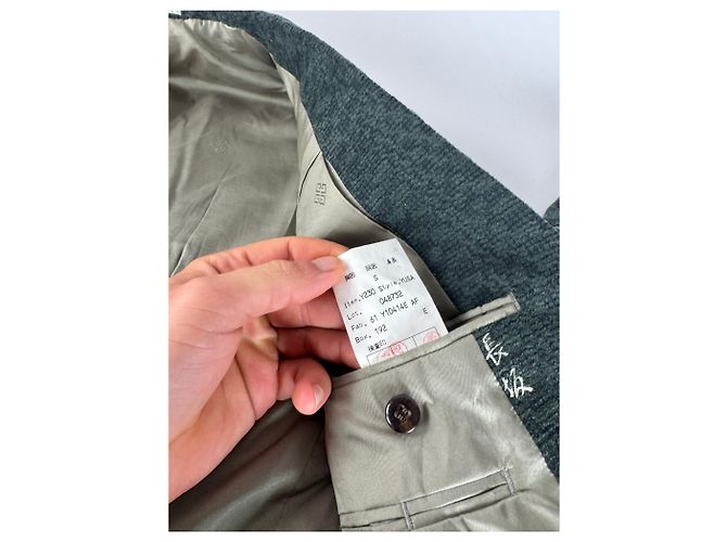Vintage Givenchy Wollblazer für Herren M Grün Grau - Ansicht 11