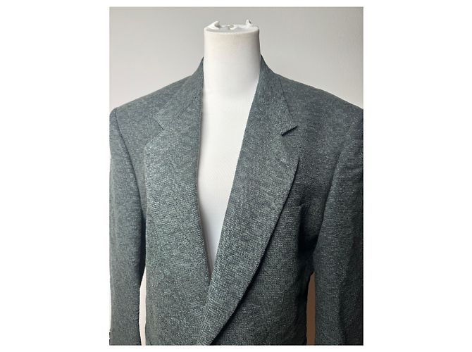 Vintage Givenchy Wollblazer für Herren M Grün Grau - Ansicht 15