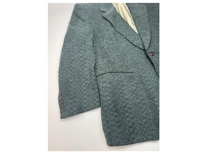 Vintage Givenchy Wollblazer für Herren M Grün Grau - Ansicht 6
