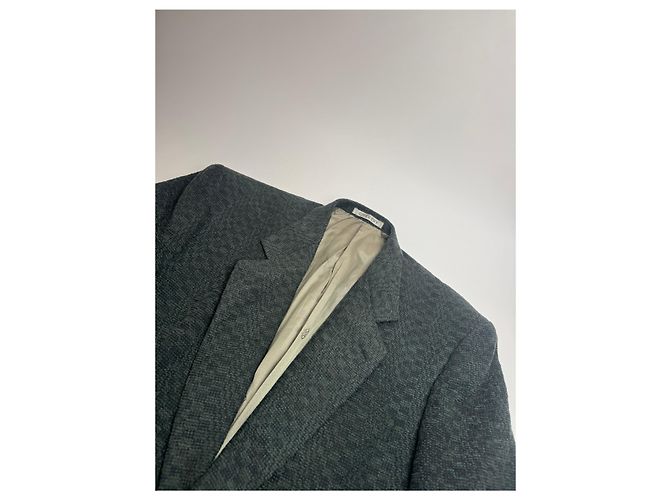 Vintage Givenchy Wollblazer für Herren M Grün Grau - Ansicht 8
