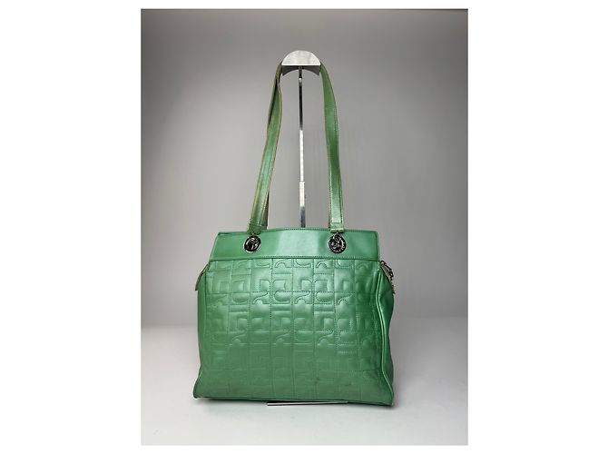 Courreges Vintage Courrèges Leder Mobogram Handtasche grün - Ansicht 2