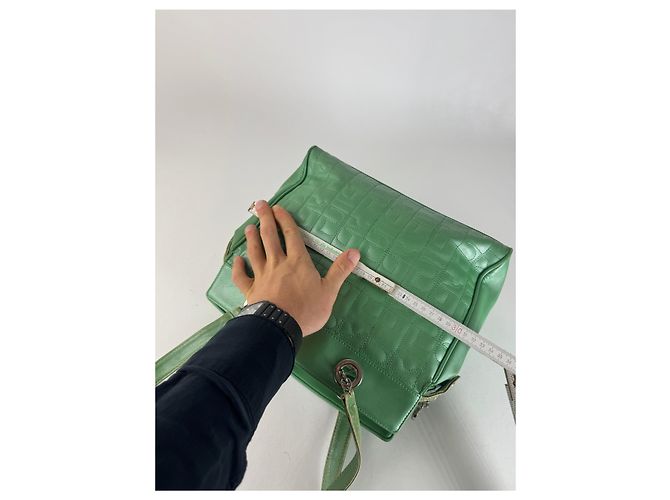 Courreges Vintage Courrèges Leder Mobogram Handtasche grün - Ansicht 8