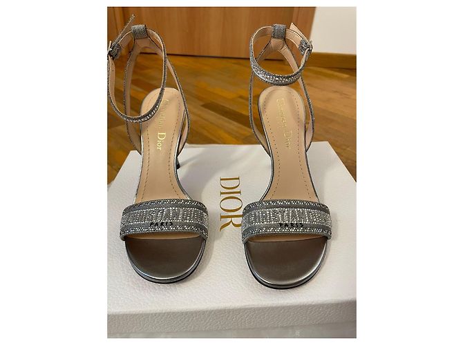 Dior Dway Silberne High Heels Weiß - Ansicht 2