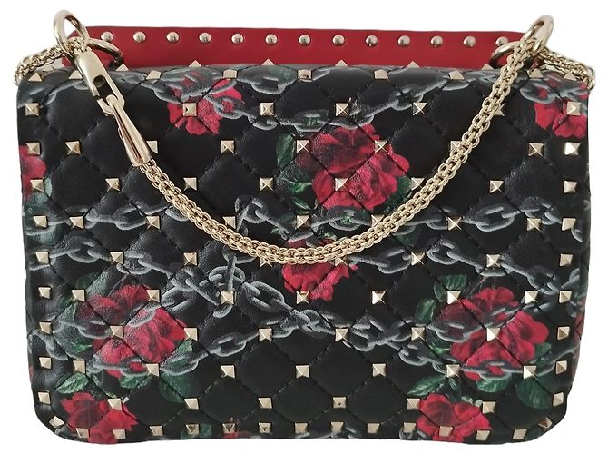 Borsa Valentino Rockstud Spike in pelle nera e rossa Multicolore - vista 4