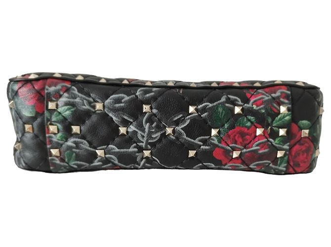 Borsa Valentino Rockstud Spike in pelle nera e rossa Multicolore - vista 6