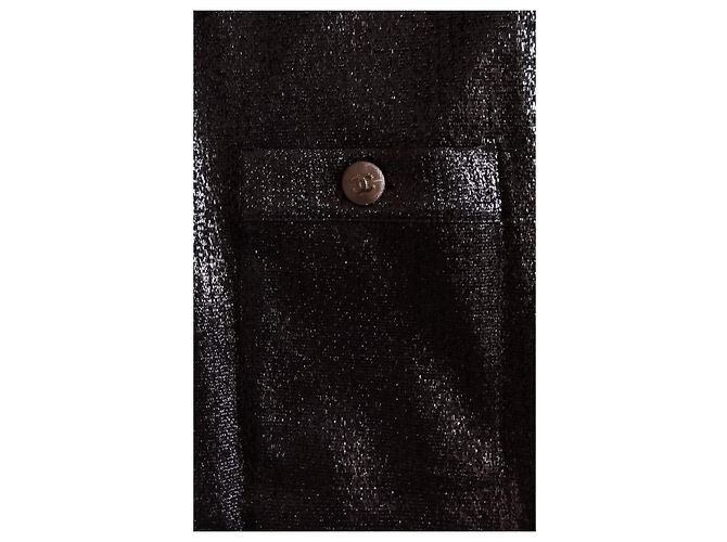Chanel gerade schwarze Kleid, glänzende Optik - Ansicht 11