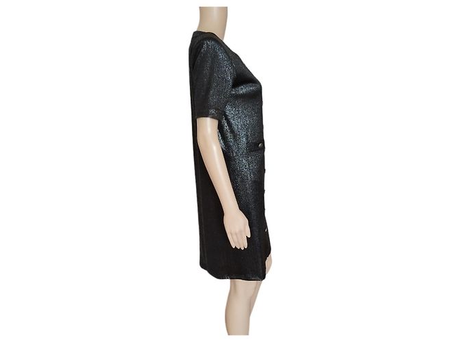Chanel gerade schwarze Kleid, glänzende Optik - Ansicht 3