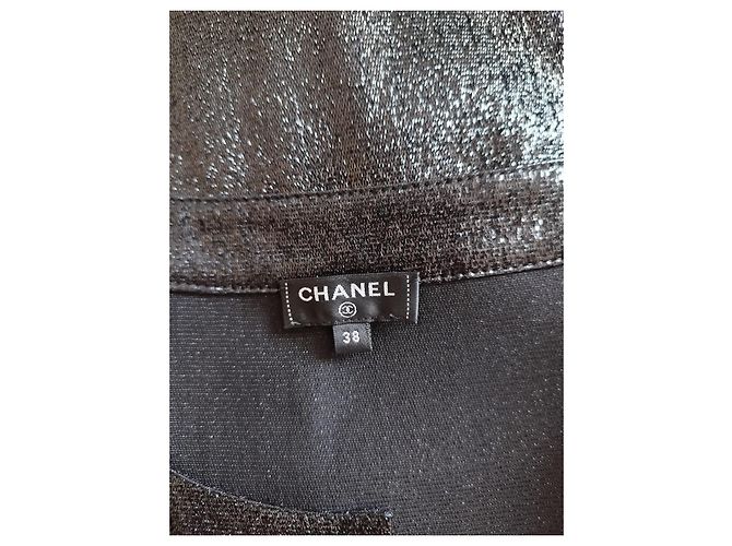 Chanel gerade schwarze Kleid, glänzende Optik - Ansicht 8