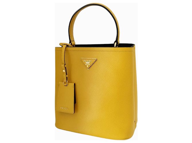 Borsa Prada in pelle Saffiano gialla Giallo - vista 6