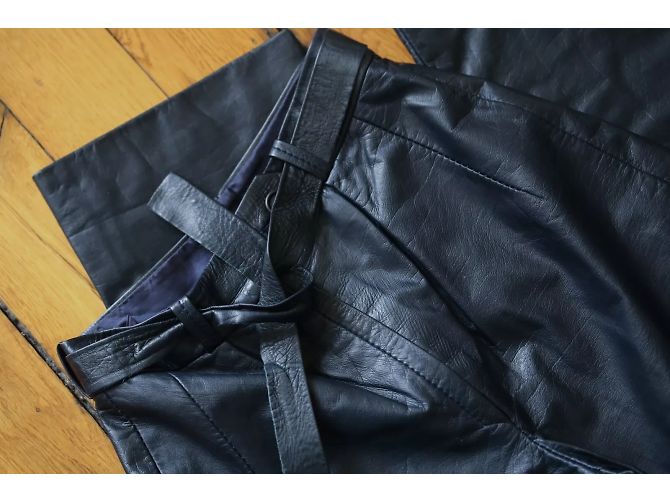 Dior hochgeschnittene Lederhose Größe 32/34 Marineblau - Ansicht 7
