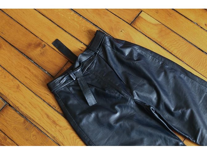 Dior hochgeschnittene Lederhose Größe 32/34 Marineblau - Ansicht 8