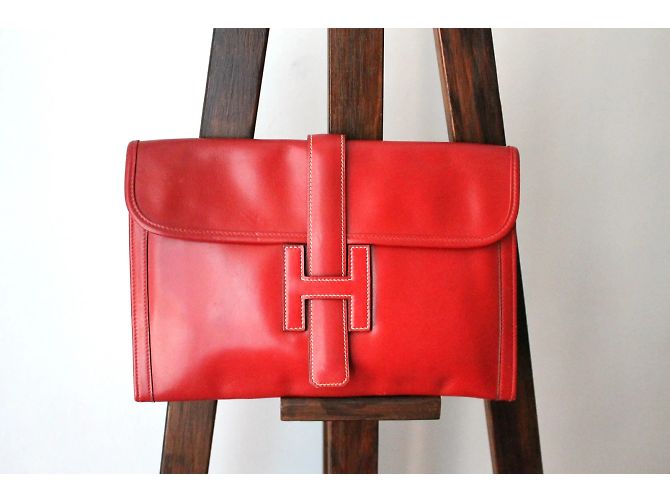 Clutch Jige di Hermès in pelle rossa Rosso - vista 2