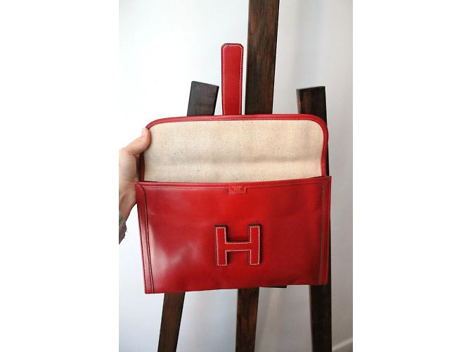 Clutch Jige di Hermès in pelle rossa Rosso - vista 6