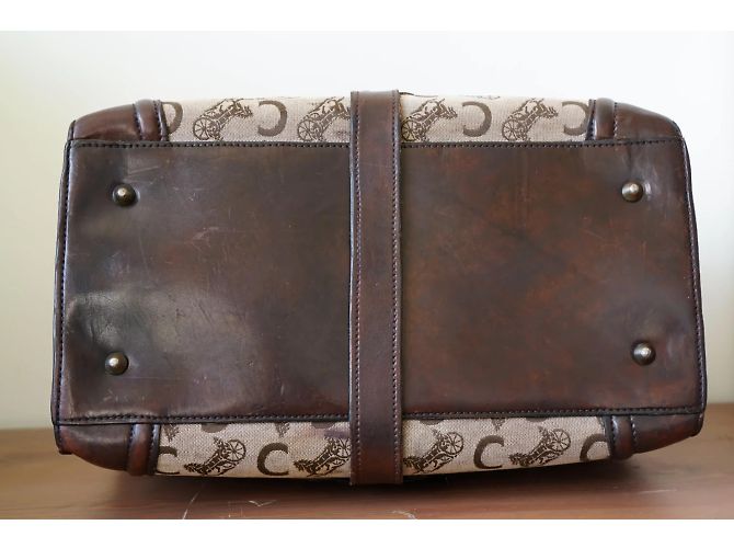 Borsa Céline 24h vintage in pelle e tessuto Marrone - vista 12