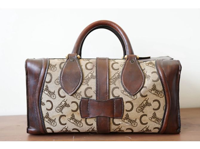 Borsa Céline 24h vintage in pelle e tessuto Marrone - vista 13
