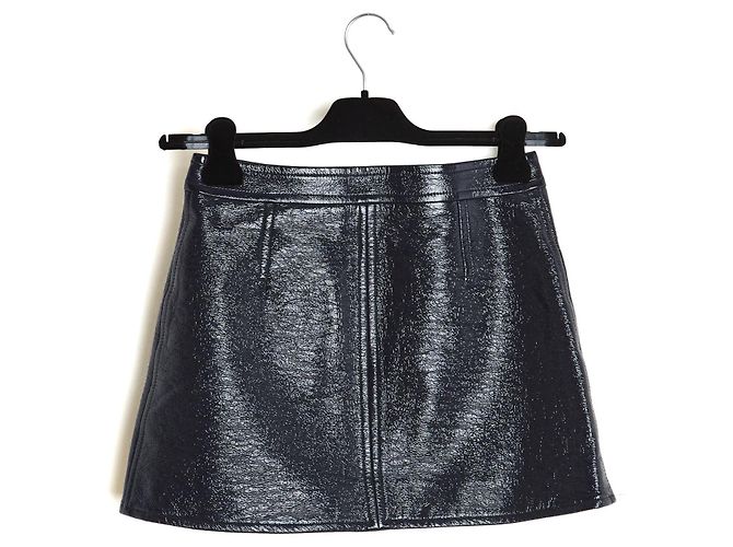 Falda Courrèges Reedición FR36 Vinilo Negro Ícono Mini Falda UK8 US6 Courreges - vista 4