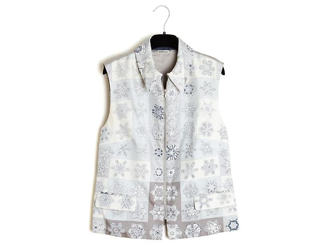 Hermès Twillaine Set FR40 Margiela Graues Seiden-Kaschmir-Ensemble UK12 US10 - Ansicht 7
