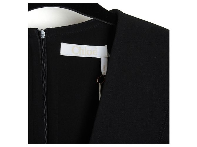 Chloé 2018 Abito Corto FR34 36 Nero Crepe UK6 a 8 US4 a 6 - vista 3