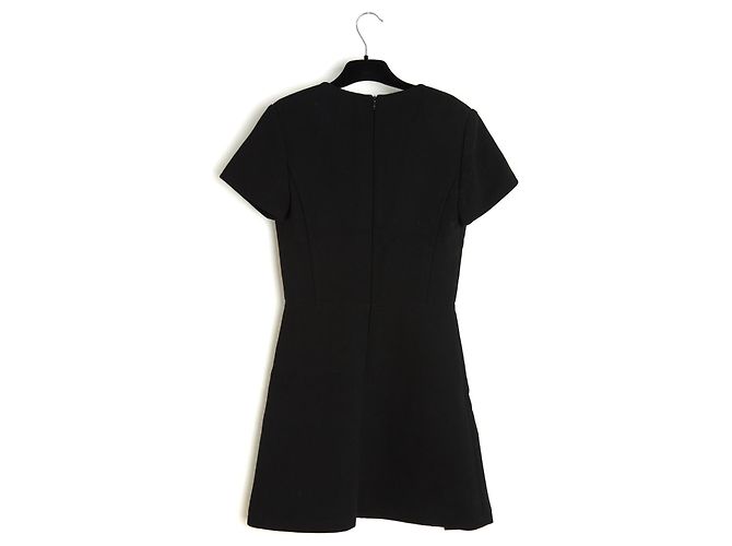 Chloé 2018 Abito Corto FR34 36 Nero Crepe UK6 a 8 US4 a 6 - vista 4