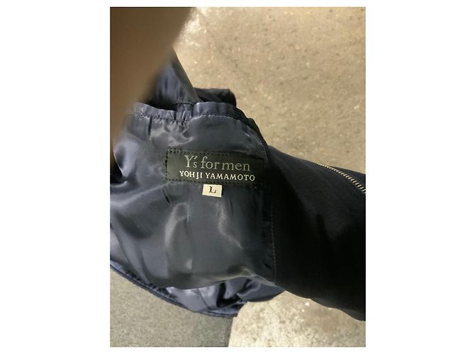 Autre Marque Giacca lunga con cappuccio in gabardine di lana blu navy L - vista 3