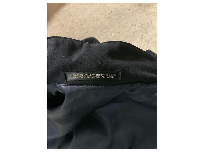Autre Marque Giacca lunga con cappuccio in gabardine di lana blu navy L - vista 4