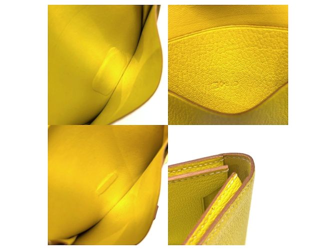 Tarjetero Bearn de Hermès en cuero de cabra amarillo - vista 5