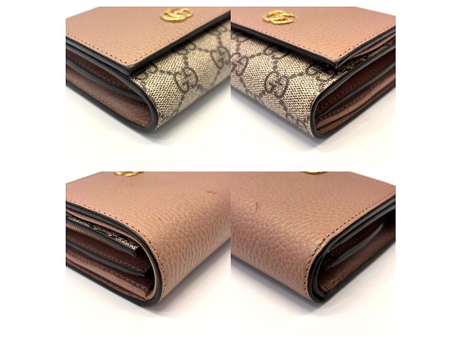 Billetera bifold de cuero GG Marmont de Gucci Beige - vista 3