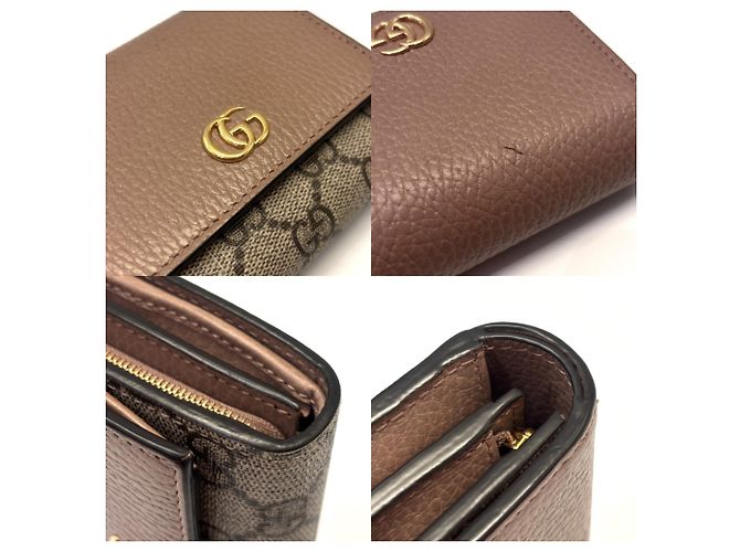 Billetera bifold de cuero GG Marmont de Gucci Beige - vista 4