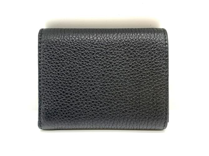 Prada Tri-fold Leather Triangle Compact Wallet Black - view 2
