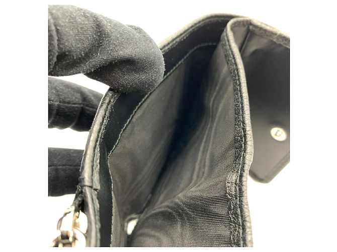 Prada Tri-fold Leather Triangle Compact Wallet Black - view 5