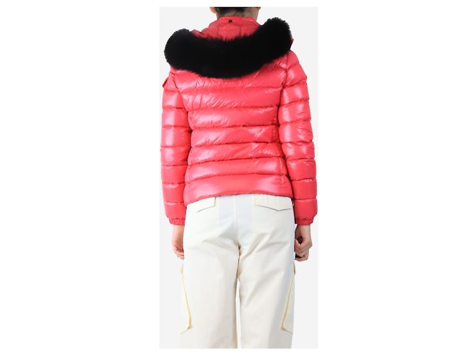 Moncler Rosa gefütterte Jacke mit Kapuze - Größe UK 10 Pink - Ansicht 2