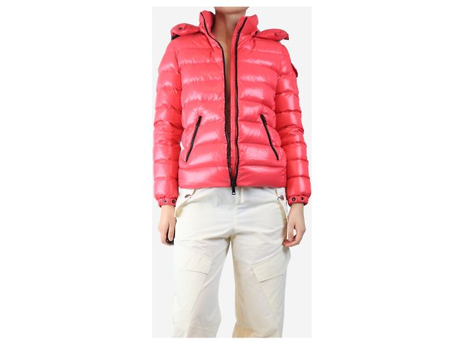 Moncler Rosa gefütterte Jacke mit Kapuze - Größe UK 10 Pink - Ansicht 3