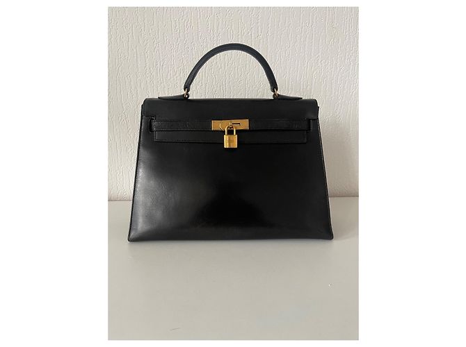 Borsa Hermès Kelly 32 in pelle box nera Nero - vista 2