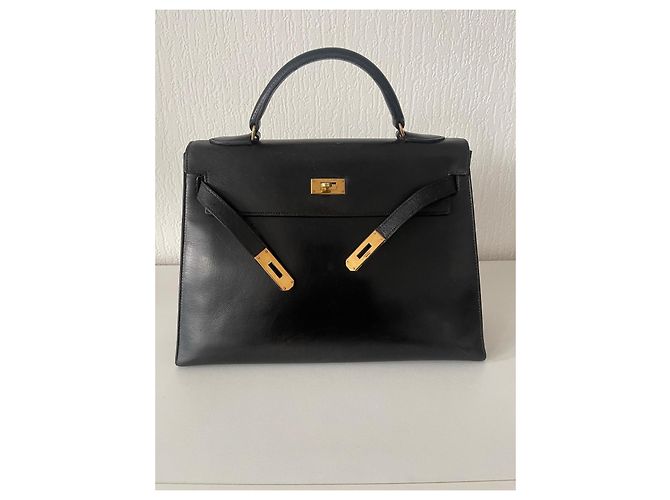Borsa Hermès Kelly 32 in pelle box nera Nero - vista 3