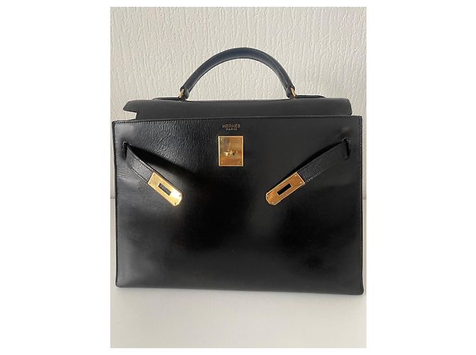 Borsa Hermès Kelly 32 in pelle box nera Nero - vista 4