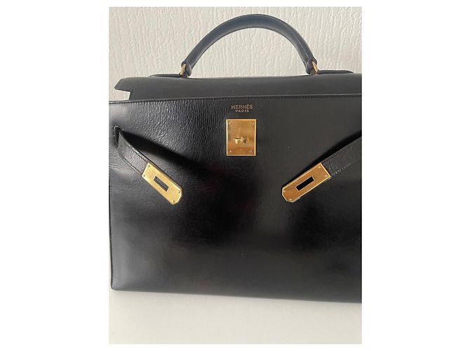 Borsa Hermès Kelly 32 in pelle box nera Nero - vista 5