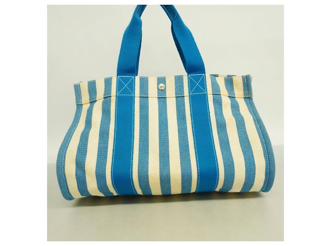 Hermès Cannes PM Tote Bag Weiß Blau - Ansicht 12
