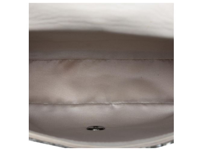 Chanel Argento Medio Classico in Satin e Paillettes Flap Singolo - vista 4