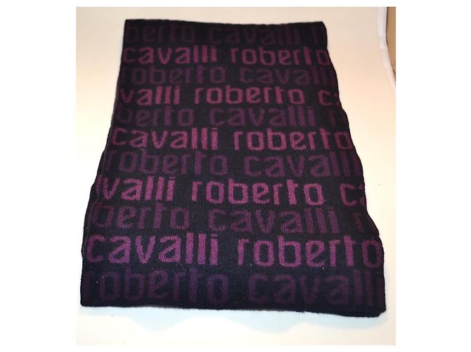 Sciarpa in lana Roberto Cavalli rosa e viola scuro - vista 2