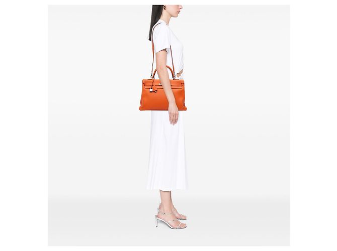 Hermès Kelly II Retourne 35 in Pelle Togo Arancione – 2014 - vista 7