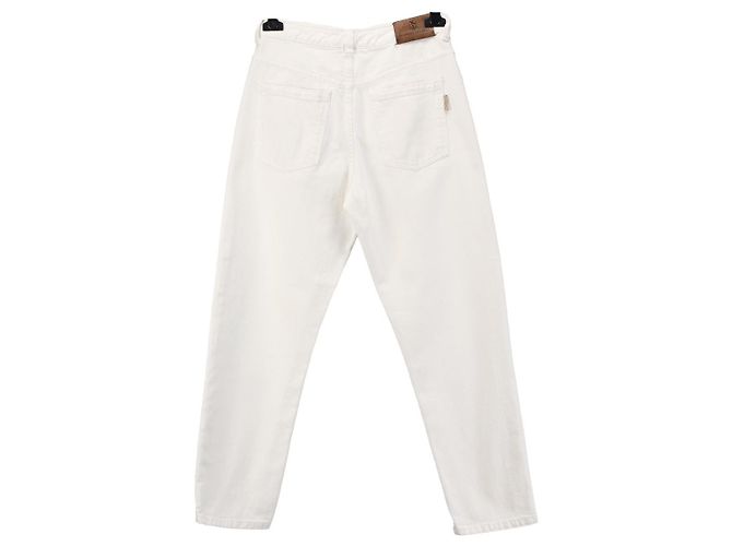 Jeans blancos de cintura alta de algodón Brunello Cucinelli - vista 2