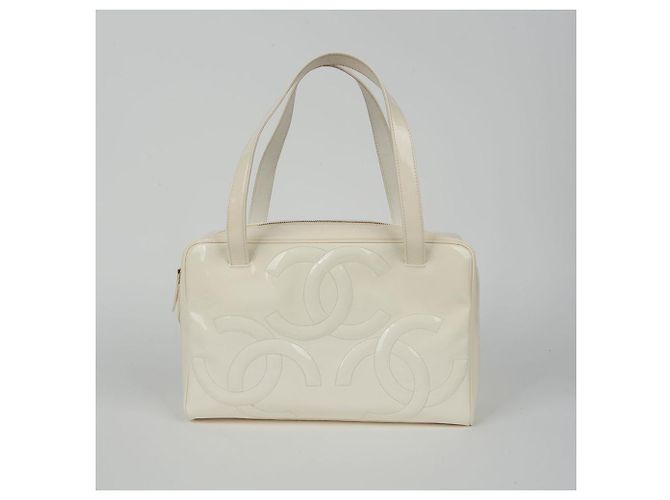 Chanel Borsa da bowling con logo Triple Cc Bianco - vista 2