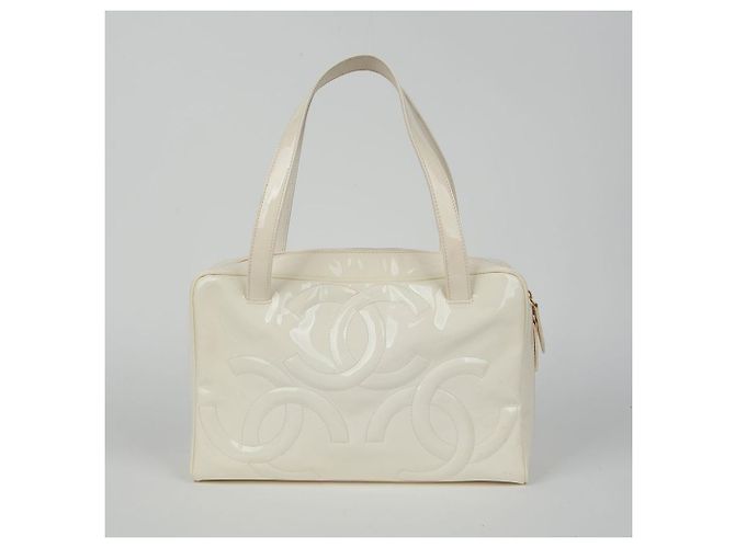 Chanel Borsa da bowling con logo Triple Cc Bianco - vista 4