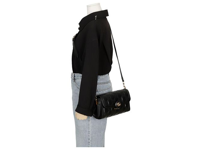 Gucci Kleiner gesteppter Schulter-Crossbody-Bag Schwarz - Ansicht 10