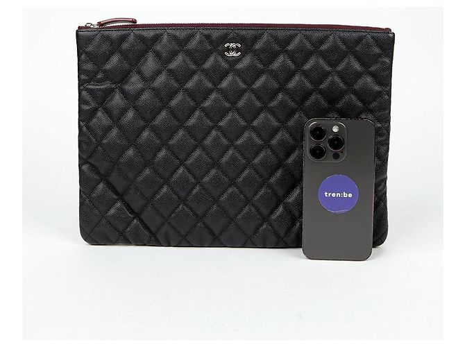Chanel Clutch Clássica Grande em Couro Caviar Preto - vista 10