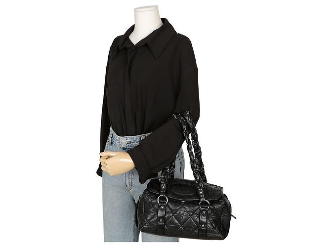 Chanel Borsa Tote Bowling con Catena Nero - vista 10