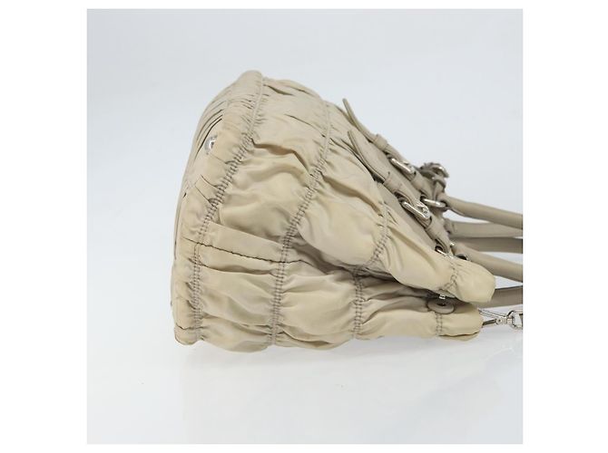 Prada Gaufre Tote Convertibile Tessuto Piccolo Beige - vista 3